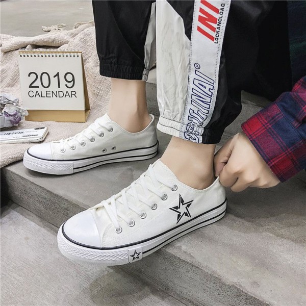 Spring And Summer Canvas Shoes, Male Student Cloth Shoes, Low Top Sports Board Shoes, Male Korean Edition Casual Shoes, Couple Little White Shoes Trend