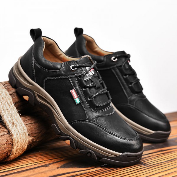  Spring And Autumn New Men's Casual Shoes Comfortable Round Head Mountaineering Shoes Business Leather Shoes Wholesale Of British Shoes