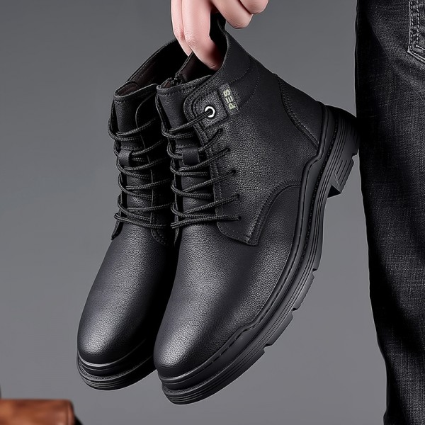 Martin Boots Men's Autumn British Style Mid Top Korean Edition Breathable Versatile Shoes Men's Trendy Shoes Cowhide Casual Leather Boots 7207