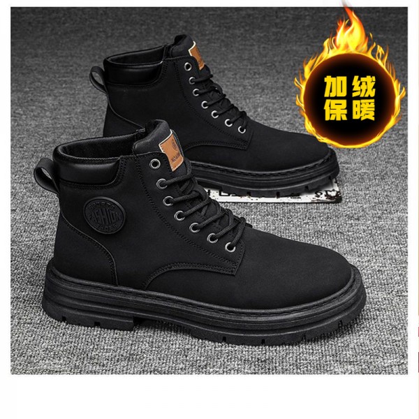Motorcycle Martin Boots For Men  Autumn/Winter New High Top British Style Workwear Boots With Thick Sole, Anti Slip And Wear Resistant Yellow Boots For Men