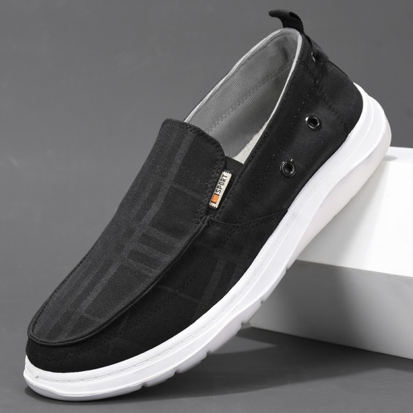 Old Beijing Cloth Shoes Spring And Autumn New Men's One Step Canvas Shoes Breathable And Odor Resistant Soft Sole Board Shoes Men's Casual Single Shoes