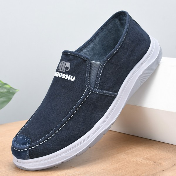 Old Beijing Cloth Shoes Spring And Autumn New Men's One Step Canvas Shoes Breathable And Odor Resistant Soft Sole Board Shoes Men's Casual Single Shoes